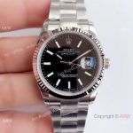 Swiss Knockoff Rolex Datejust EW Factory 3235 Black Dial Watch 36mm